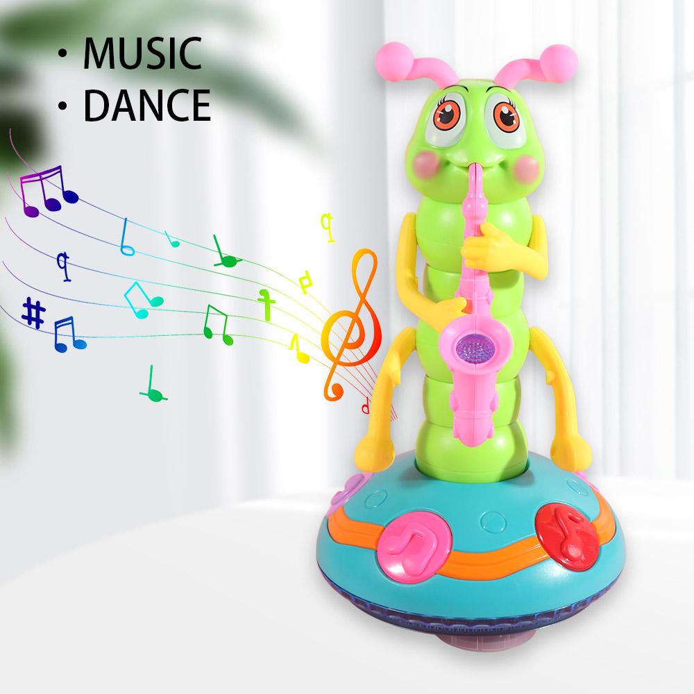 Plastic Saxophone Caterpillar Toy LED Dancing Caterpillar Toy Electric Music Toy  Halloween