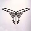 Pearl Massage Open Crotch Thong: Transparent Embroidery Low Waist T-Pant Lingerie