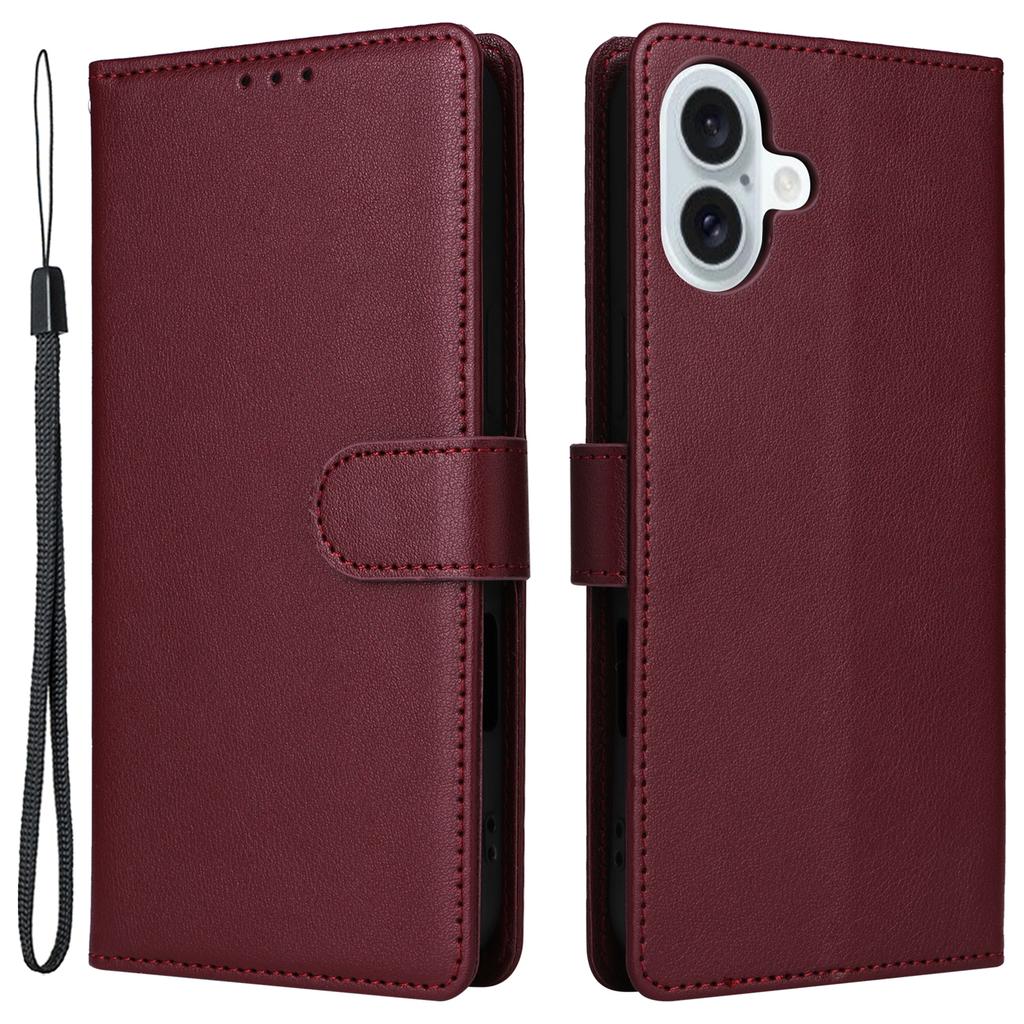 For iPhone 16 Plus Wallet Case 3 Card Slots Slim-Fit PU Leather Stand Phone Cover