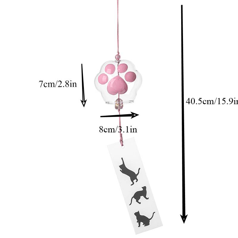 1/2/4Pcs Cartoon Cat Paw Glass Wind Chime Japanese Wind Chime Outdoor Hanging Ornament Windchime Home Garden Doorbell Pendants