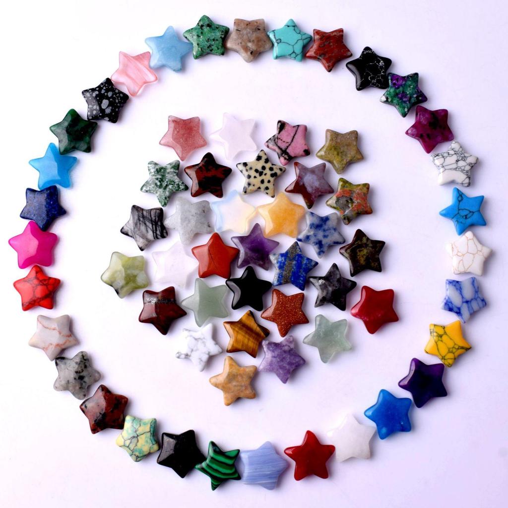 Natural Stone Crystal Star Ornament - 20x20x6mm
