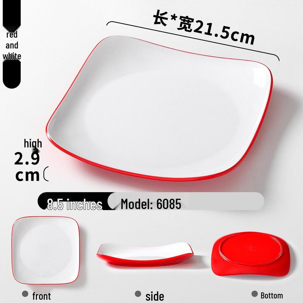 Thick Melamine Square Rice Bowl & Noodle Plate for Restaurants and Cafeterias