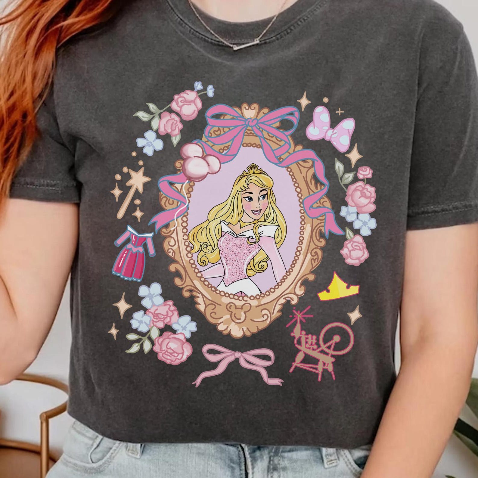 Cute Coquette Bow Aurora Princess Shirt, Magic Kingdom Shirt, Princess Disney Trip Shirt, Walt Disney World, Disney Sleeping Beauty Shirt S