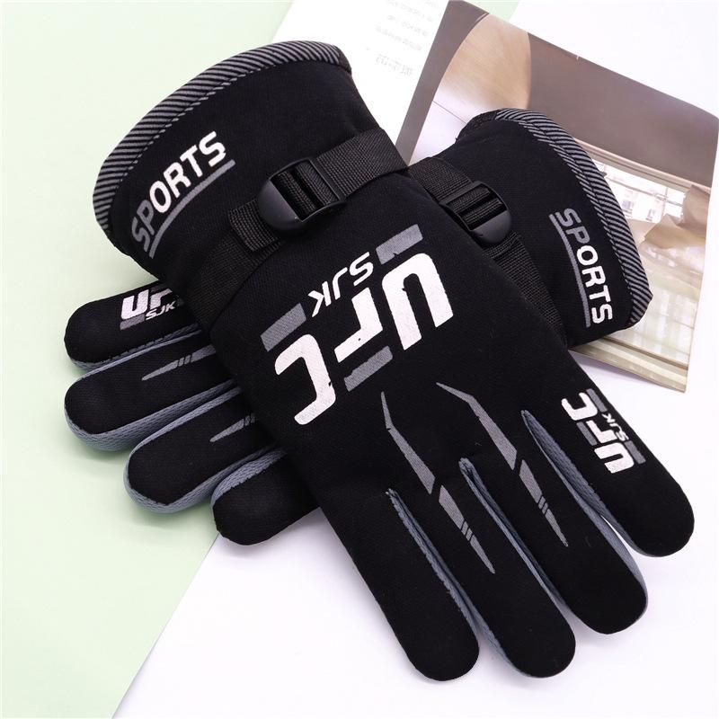 

Winter black gloves warm large cotton thickened сірий колір