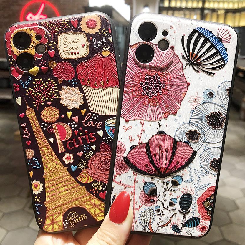 For TCL 20S Cases 20L 20se 20L+ 3D Relief Floral Silicone Emboss Covers For TCL 20S Back Cases Protective Coques Fundas TCL 20SE