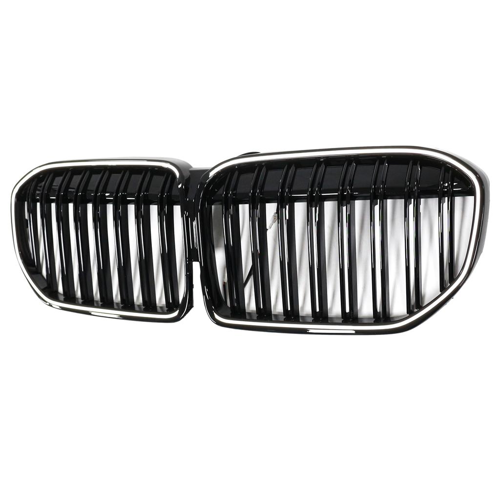 Double Slat Gloss Black Front Grill Grille Fit BMW 7 Series G11 G12 2019-2022