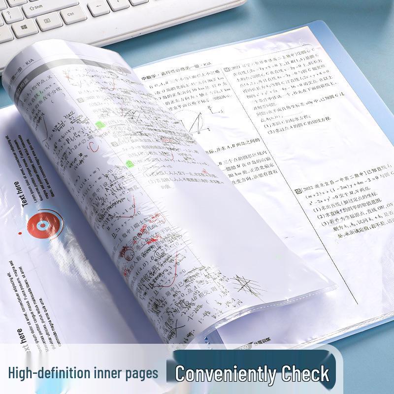 A4 Morandi Color Clear Insert Folder: Transparent Storage Album for Test Paper Collection.