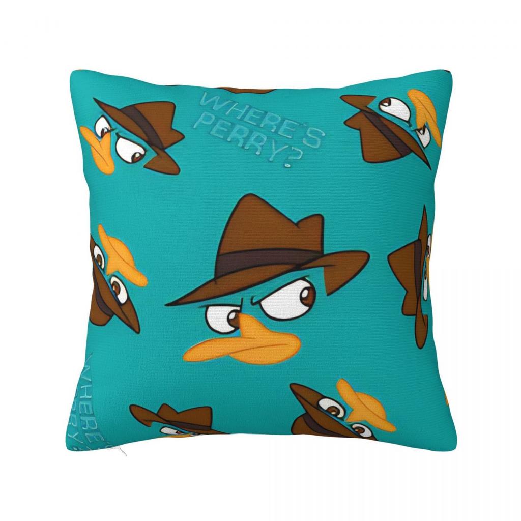 Perry The Platypus Square Pillow Case Cartoon Duck Cushion Covers Awesome Zippered Decor Pillowcase for Car cm