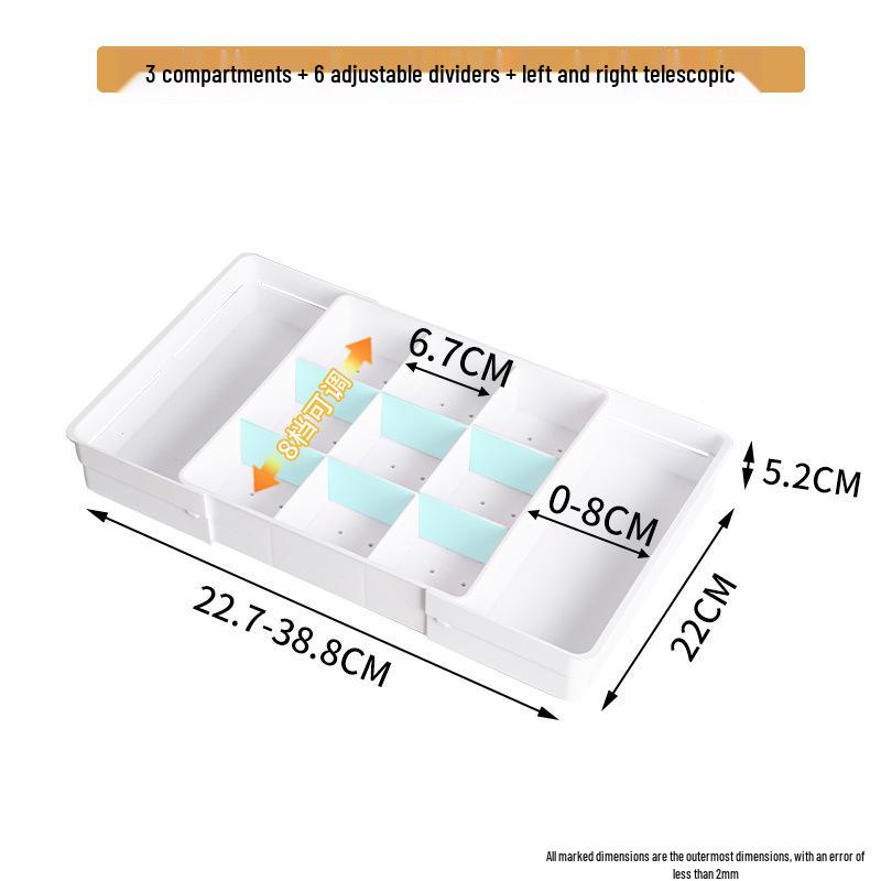 Retractable Kitchen Drawer Organizer with Removable Dividers - Deep Cabinet Storage Tray