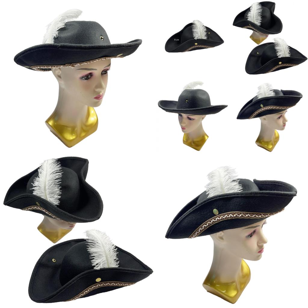 Dress Up Pirate Hat With Feather For Halloween And Themed Party Gift And Decor