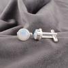 Milky Opal Gemstone 925 Stamped Silver Handmade Cufflinks 0.50" Gift For Brother CL-4-20