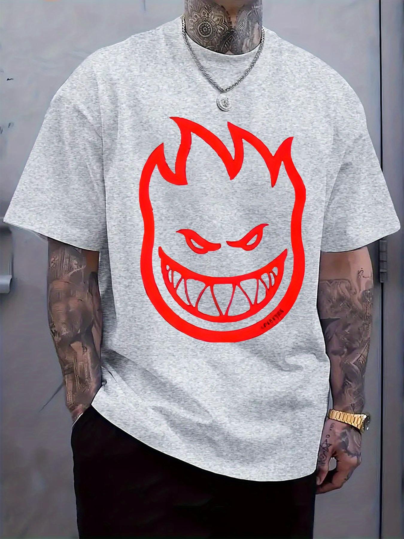 Flame Graphic Tshirt - Casual Crew Neck Short Sleeve Tee ... M