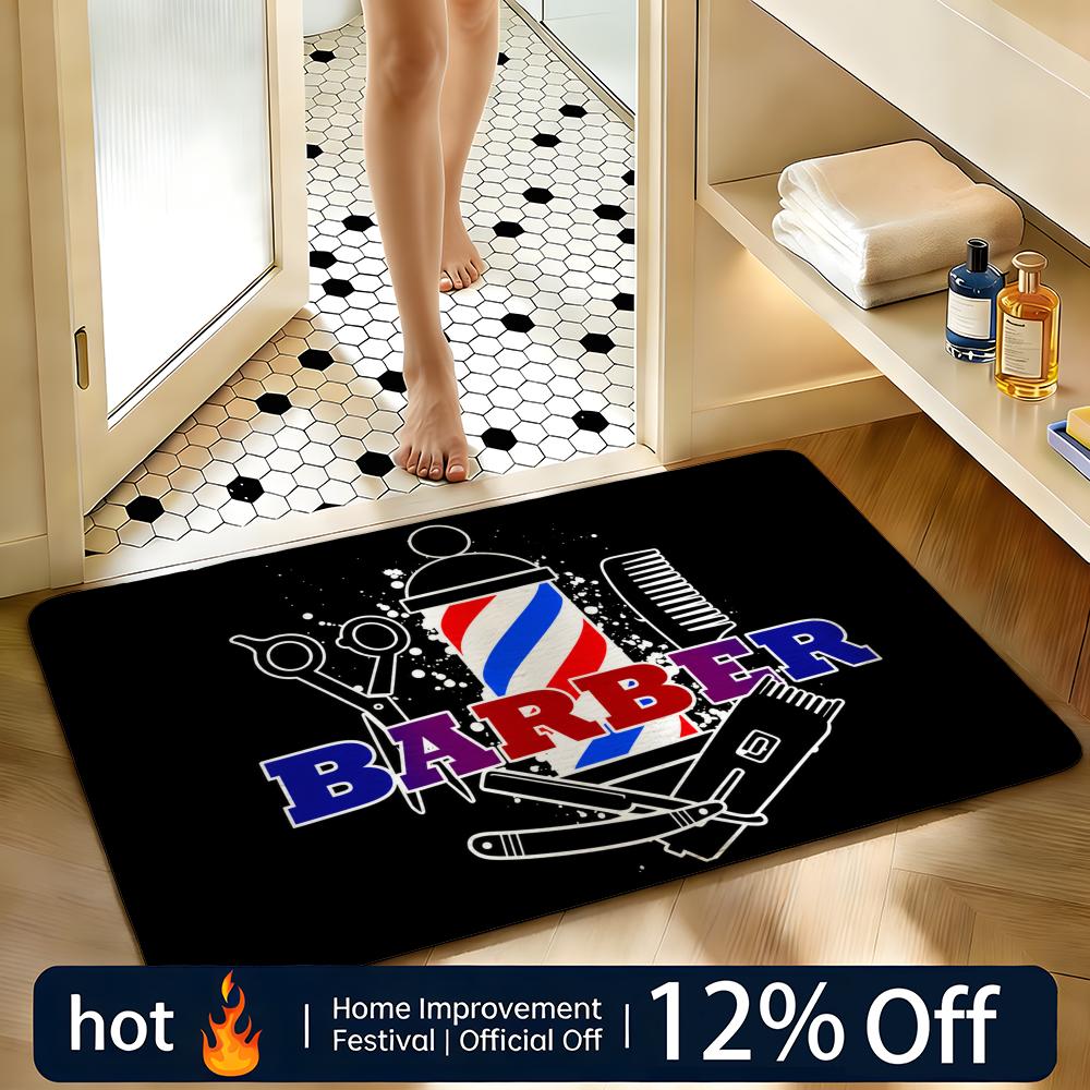 Soft Absorbent Non-Slip Rug Barber Shop Mat Floor Mat Home Decor Doormat Bedroom Floor Mat Shower Carpet