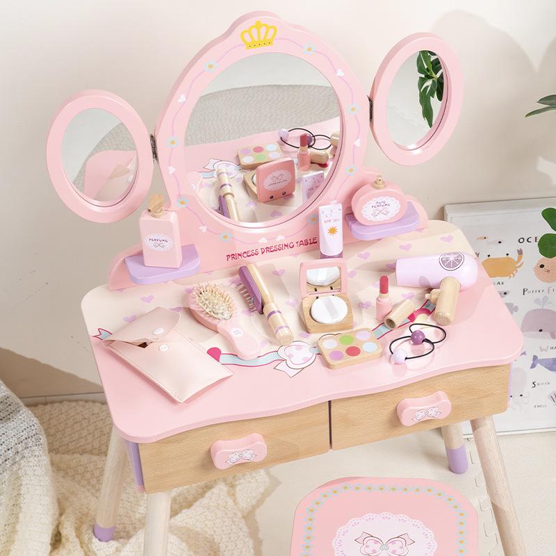 Children’s Wooden Princess Vanity Set with Jewelry Box