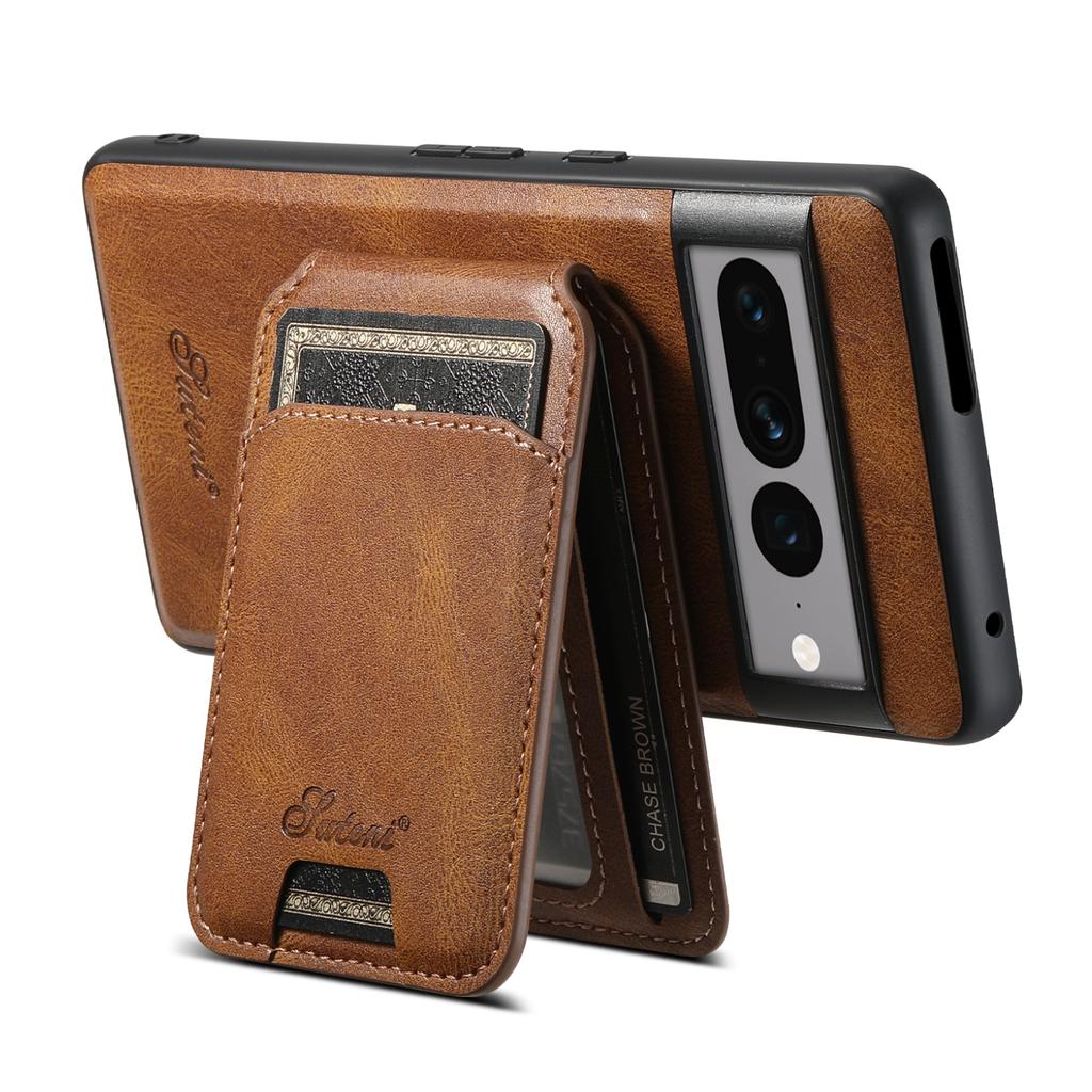 Wireless Charging Faux Leather Magnet Card Holder Stand Picture Frame Phone Case for Google Pixel 9 XL 8 Pro 7A 6