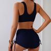 Women's Swimming Suit Two Pieces Solid Color Bathing Suit Sexy Biquinis