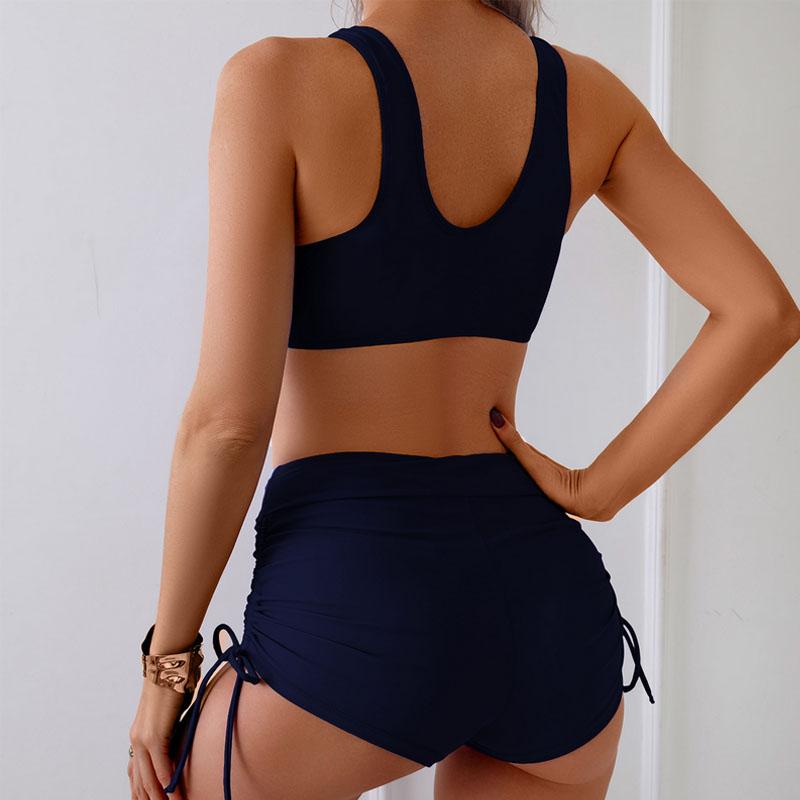 Women's Swimming Suit Two Pieces Solid Color Bathing Suit Sexy Biquinis
