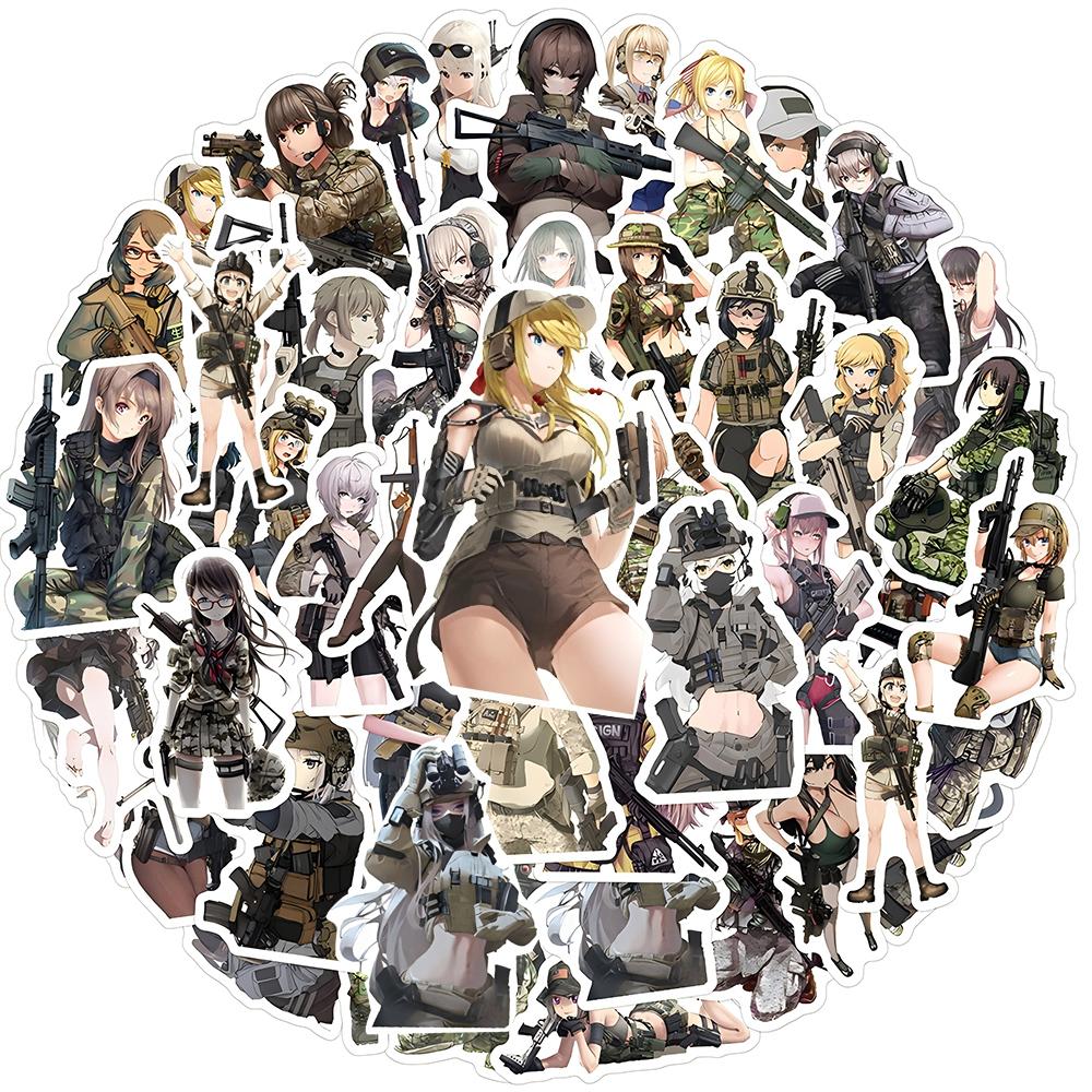 10/30/60pcs Camouflage Female Soldiers Stickers Cool Anime Girl Decal DIY Motorcycle Luggage Guitar Cartoon Graffiti Sticker Toy