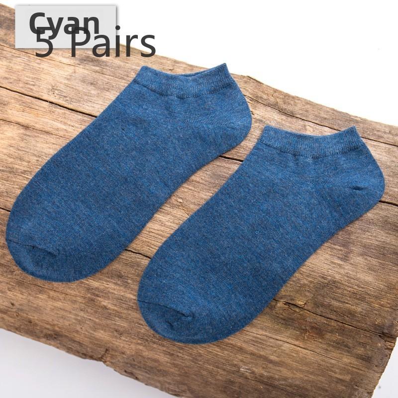 5 Pairs of Men's Retro Solid Color Short Tube Invisible Breathable Sweat Absorption Shallow Mouth Boat Socks