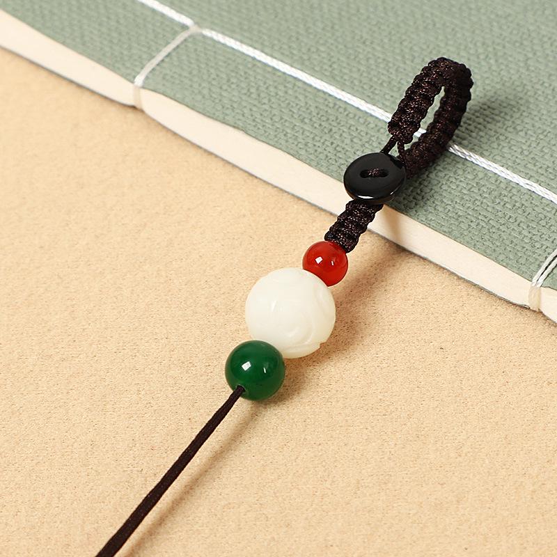Handcrafted Jade Car Keychain & Phone Lanyard DIY Accessory
