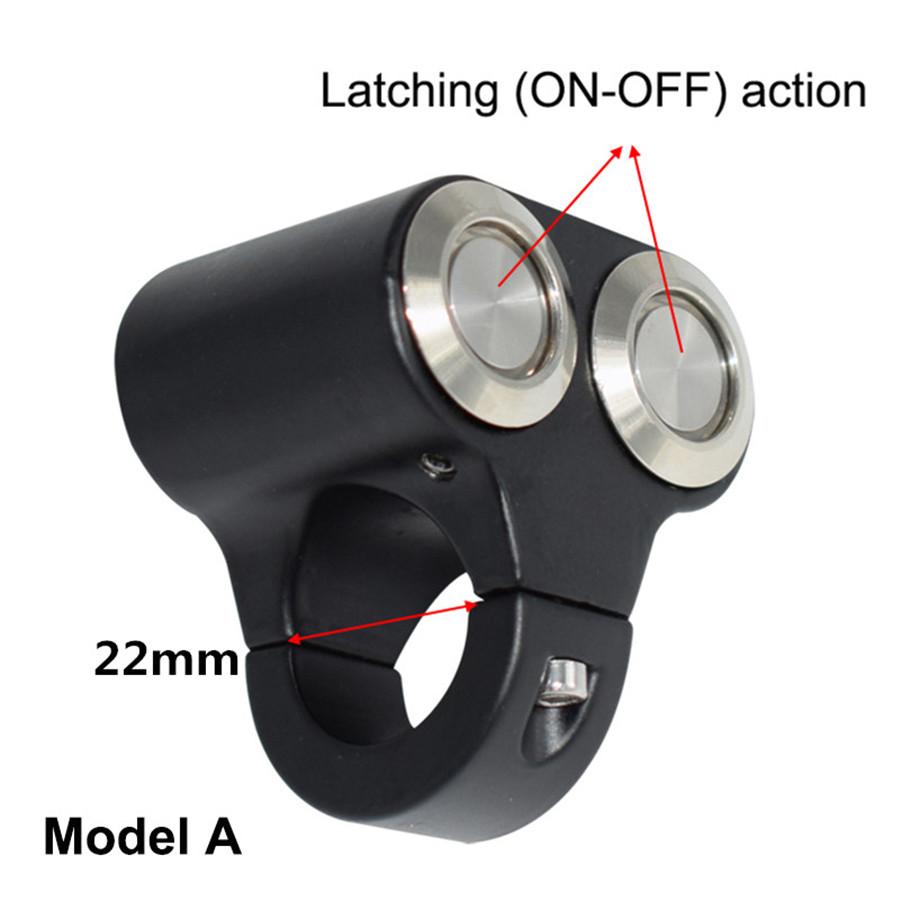 Motorbike 22mm 7/8" Handlebar Switch Blue LED Manual-Return Headlight DRL ON-OFF