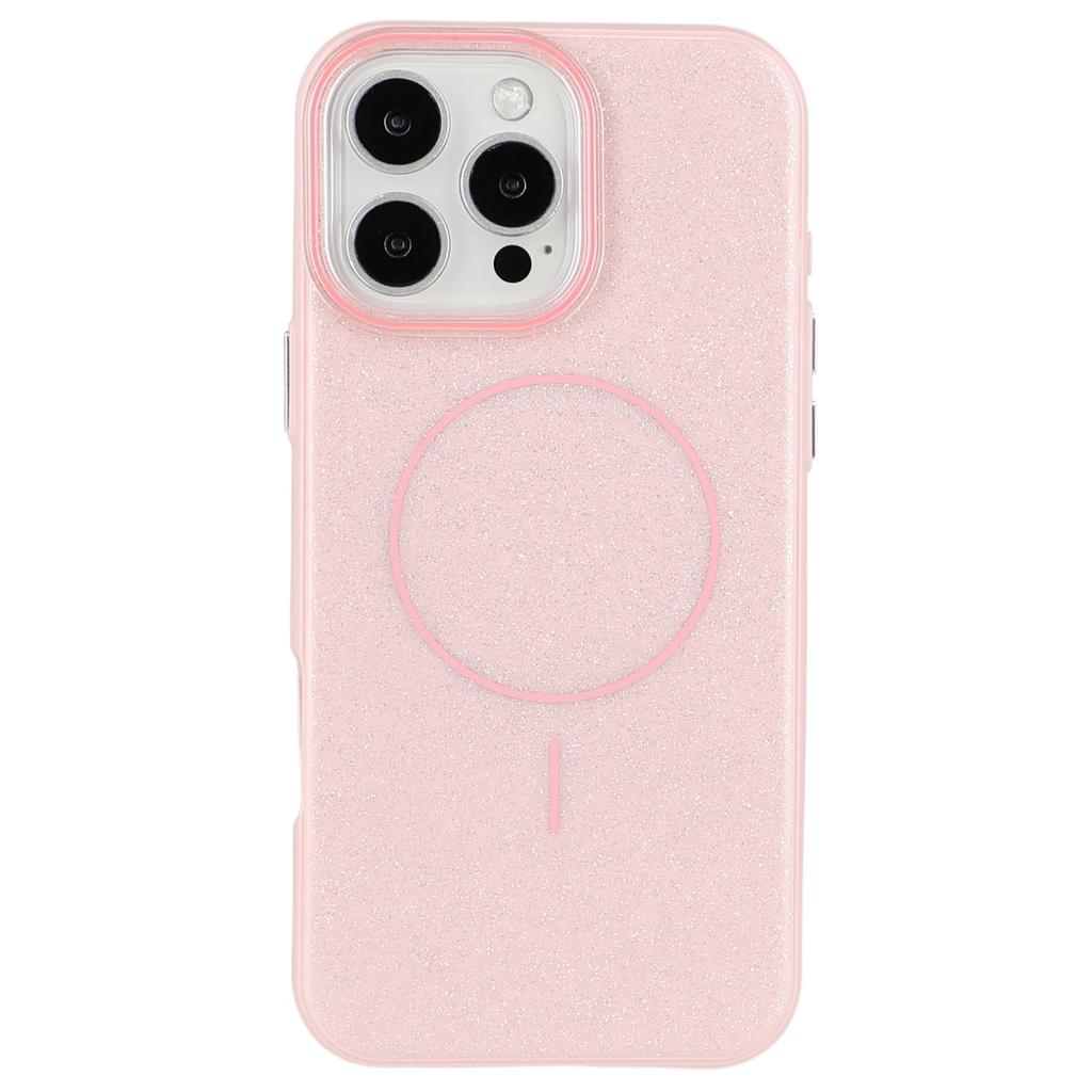 For iPhone 16 Pro Case Compatible with MagSafe Glitter Design IMD TPU + PC Phone Back Cover