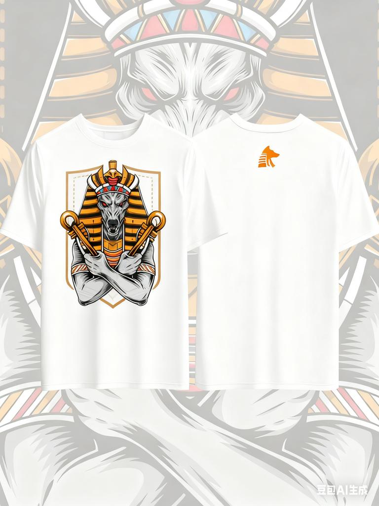 Anubis Printed Pure Cotton Tshirt for Men and Women Mythological Style Short Sleeved Oversized Casual Street Summer Tshirt