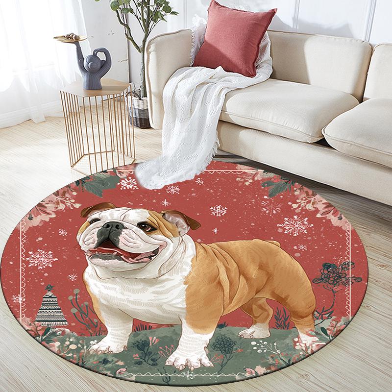 Christmas Dog Pattern Round rug,Carpet Rug for Living Room Bedroom Playroom ,Non-slip Floor Mat,Holiday Gifts and Birthday Gifts.