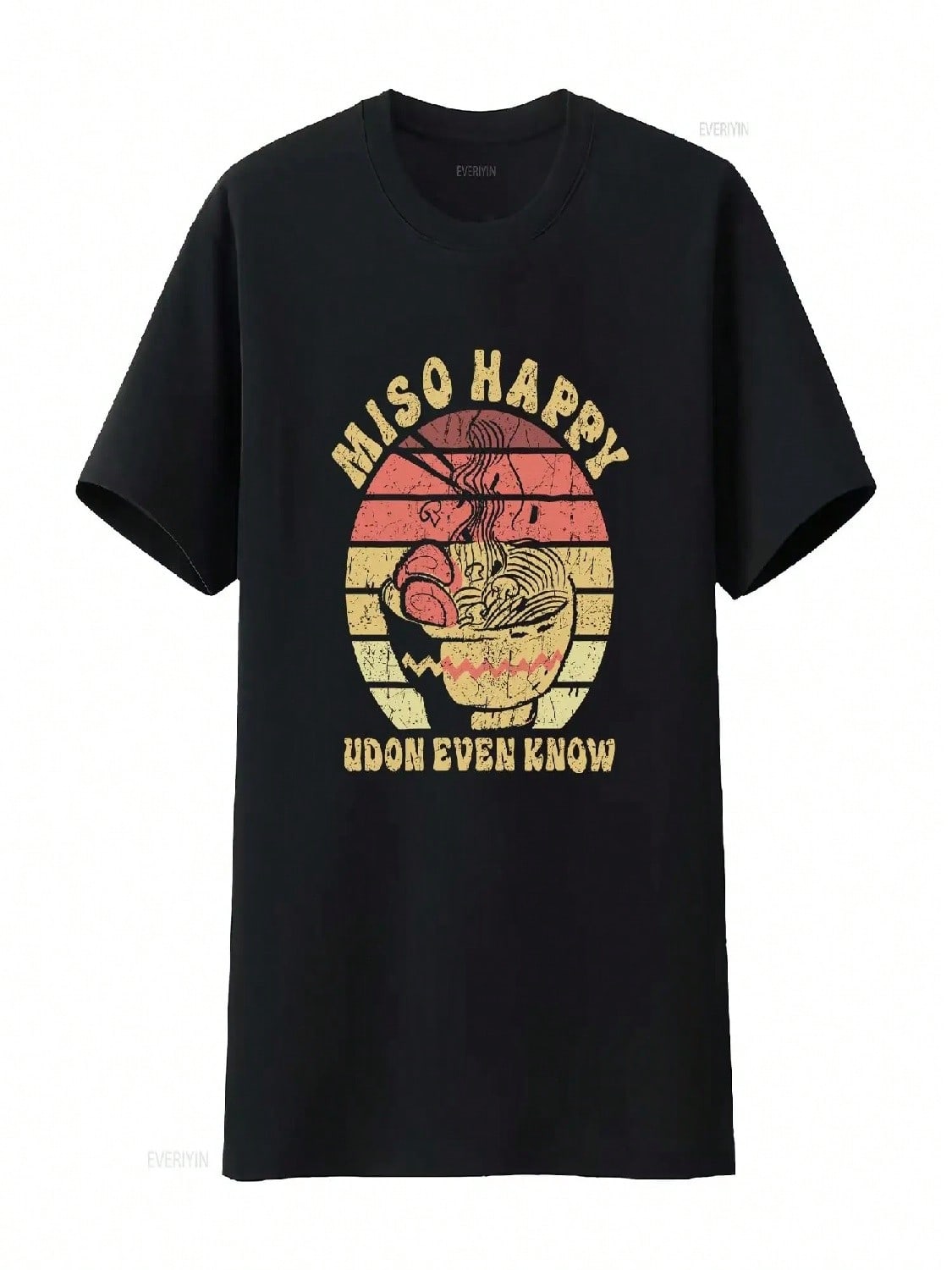 Miso Happy Udon Even Know T Shirt Japanese Noodle Cuisine Soup Raunisex For Food Lovers Vintage Washed Streetwear Graphic S разноцветный