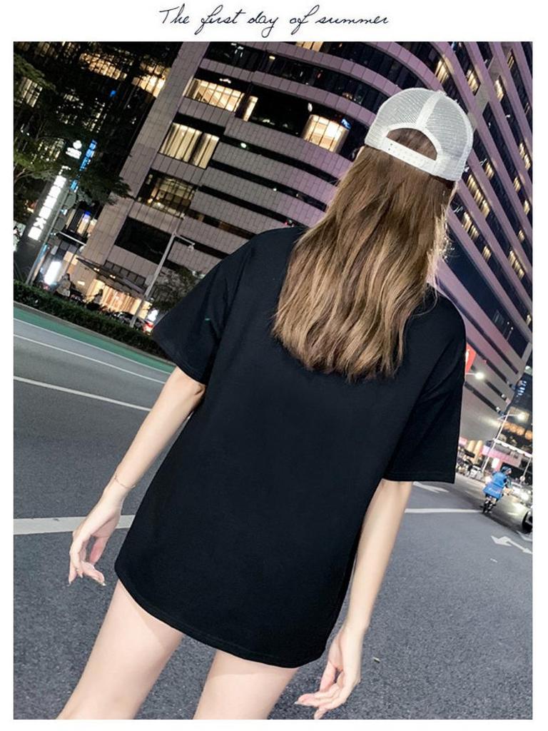 2024 Pure Cotton Women's Rhinestone Top - Mid-Length European Edition