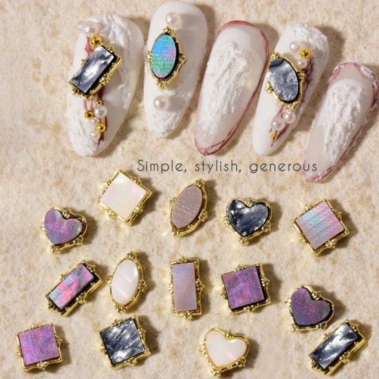 10Pcs/Set Nail Ornament Luxury 3D Effect Colorful Alloy Fritillary Symphony Nail Rhinestones for