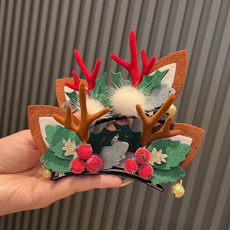 Festive Reindeer Antler Hair Clips – 3D Christmas Headwear for Women & Kids