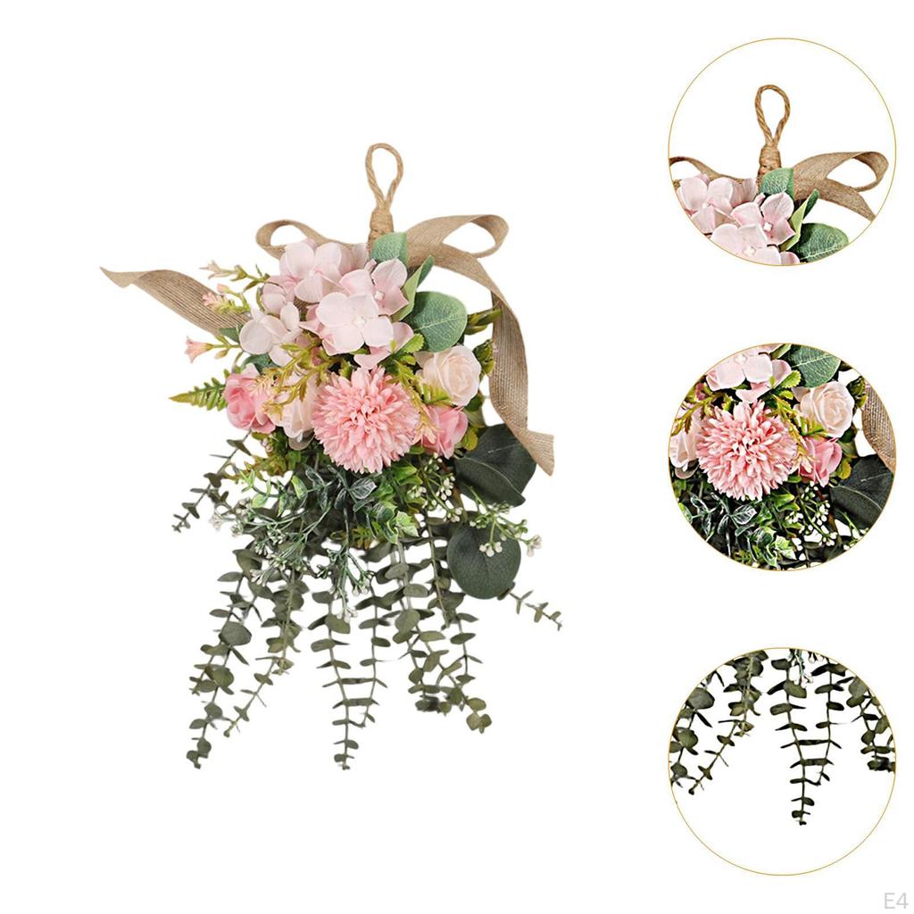 Artificial Floral Swag Flower Teardrop Wreath Decor Sturdy Garland for Wedding Anniversary