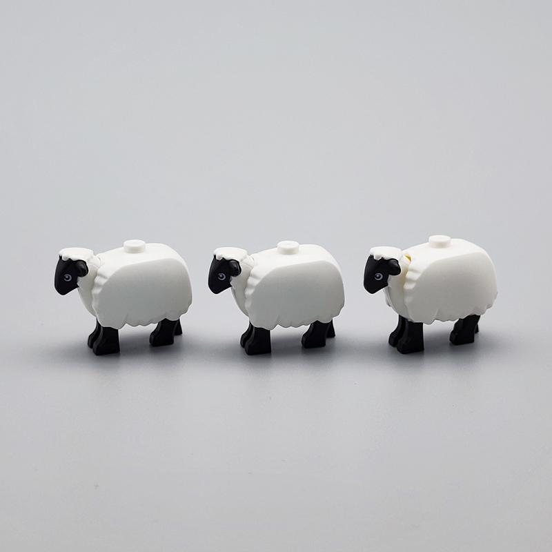 3PCS Animal Building Block Sheep DIY Assembly Small Particle Accessories Compatible with Major Brands