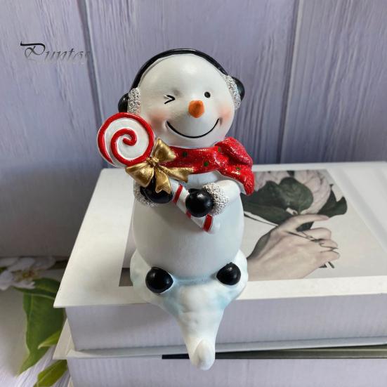 Cute Decorative Hangers Christmas Snowman Resin Hook Decor, Figurine Hanging for Xmas Desktop Figurines Stocking Key Holder, Ornament Fireplace