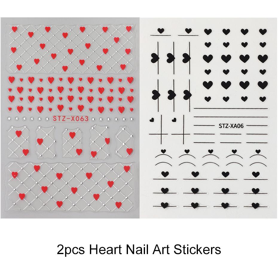 Xiaomi Red Heart Nail Sticker Decals Little Love Heart Valentine 3D Self-adhesive Sliders for Manicure Foil Tattoo Nail Art Decorations