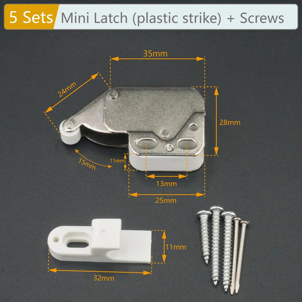 5/2/1 Sets Mini Latch Touch Latch Spring Push to Open Catch For Cabinet Handle-Less Doors