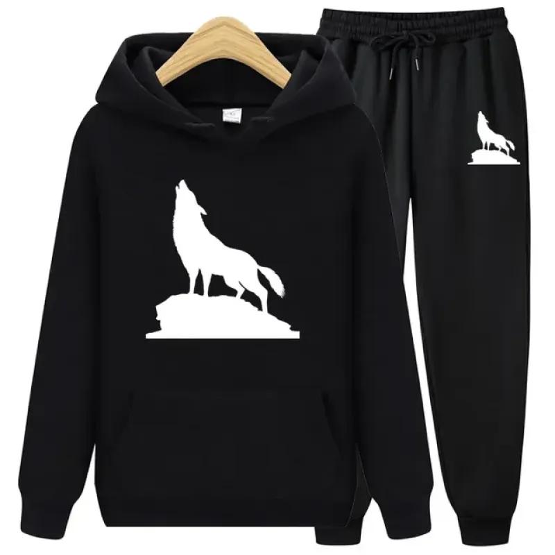 2023 Autumn Winter Hoodie Suit Men's Trousers Leisure Running Sports Sets Men Print Two-Piece Set Male Fashion Jogging Tracksuit