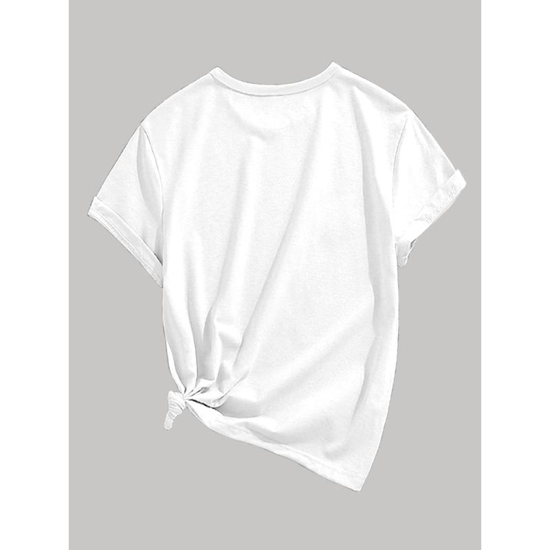 Stylish Women's Polyester Short Sleeve T-Shirt Ruffle Trim Casual Daily