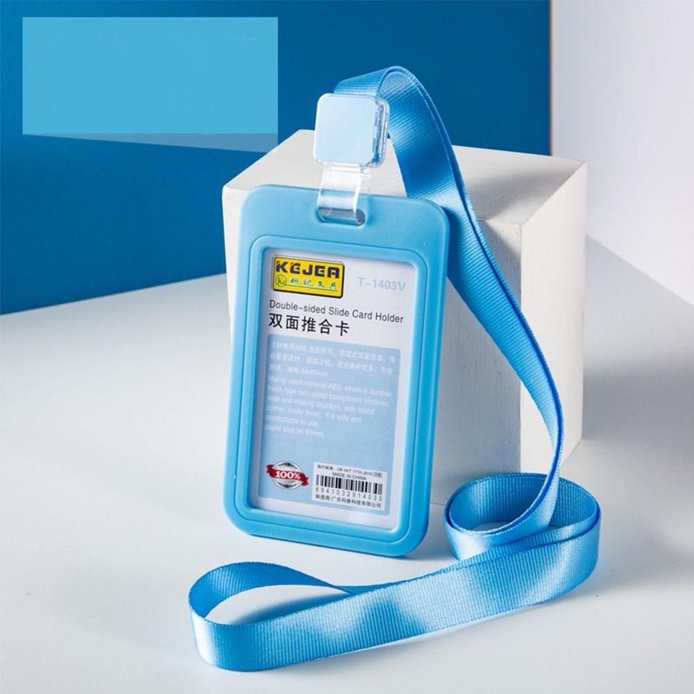 

Supplies ID Card Vertical Card Cover Lanyard Card Holder Simple Card Case Horizontal Card Protector light blue-Vertical