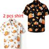 Summer Fashion Beer Hamburger Cat Printing Shirt Hawaiian Beach Vacation Clothing Men's Street Style Shirt Daily Men's and Women's Shirt