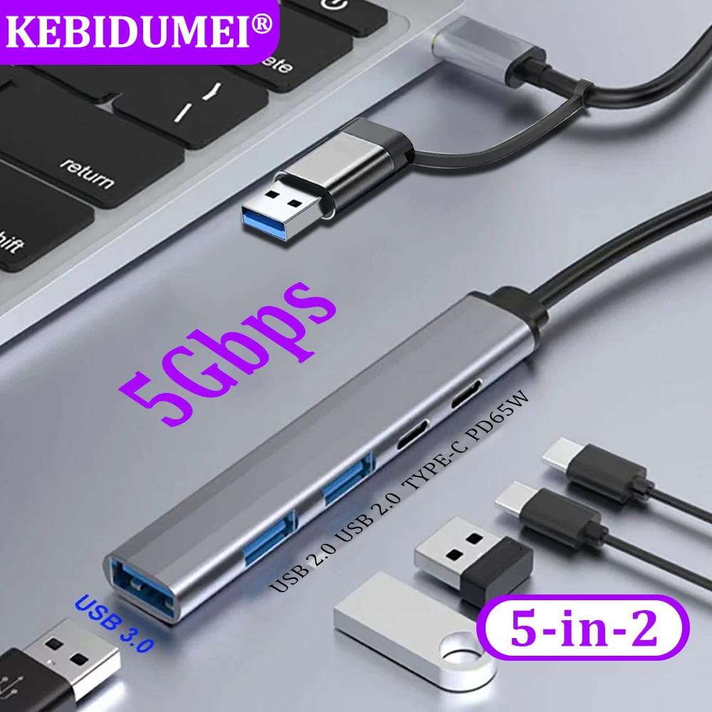 

USB C концентраторы USB 3.0 концентратор USB C док-станция Type C на USB TYPE-C PD 65 Вт USB разветвитель адаптер OTG для Macbook Pro аксессуары для ПК