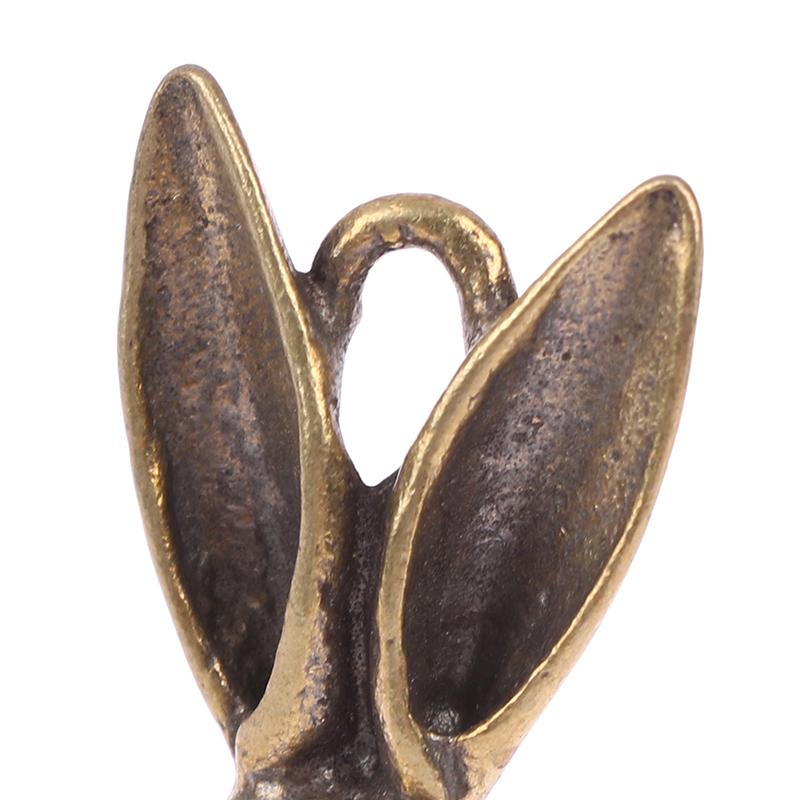 Vintage Brass Cute Rabbits Keychains Pendants Zodiac Animal Key Chains Hangings