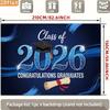 Blue Class of 2026 Graduation Backdrop, "Congratulations Graduates" with Cap and Diploma for Celebration