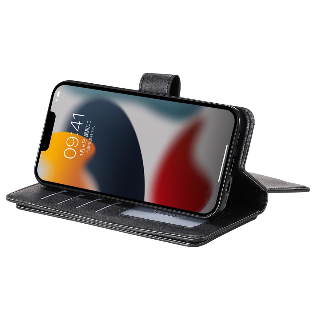 For iPhone 15 Leather Case with 10 Card Holder Phone Cover Stand