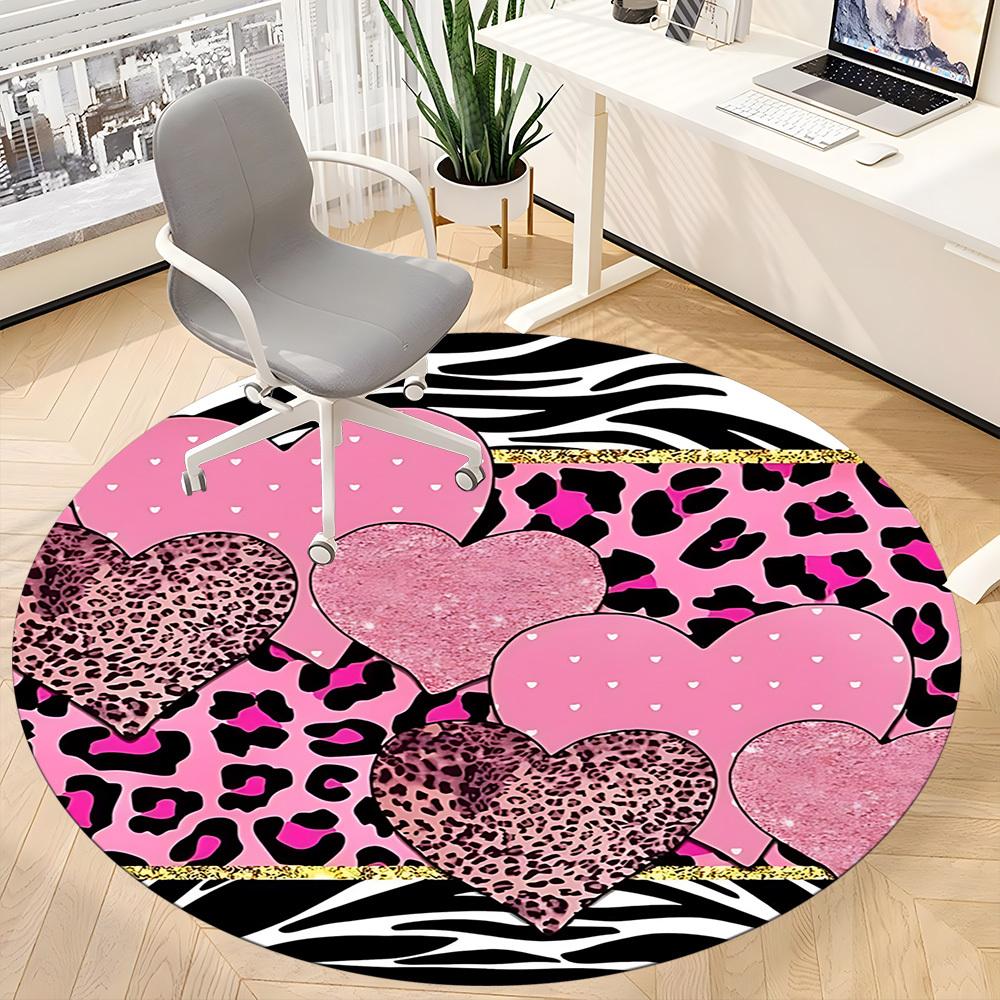 1pc Heart Print Chair Carpet for Office, Non slip, Soft and Durable Office Rug for Interior Decoration