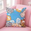 Cartoon Cute Cat Picture With Fresh Wake Up Cushion Cover Linen Pillowcase Cover Soft Decor for Sofa Home Room
