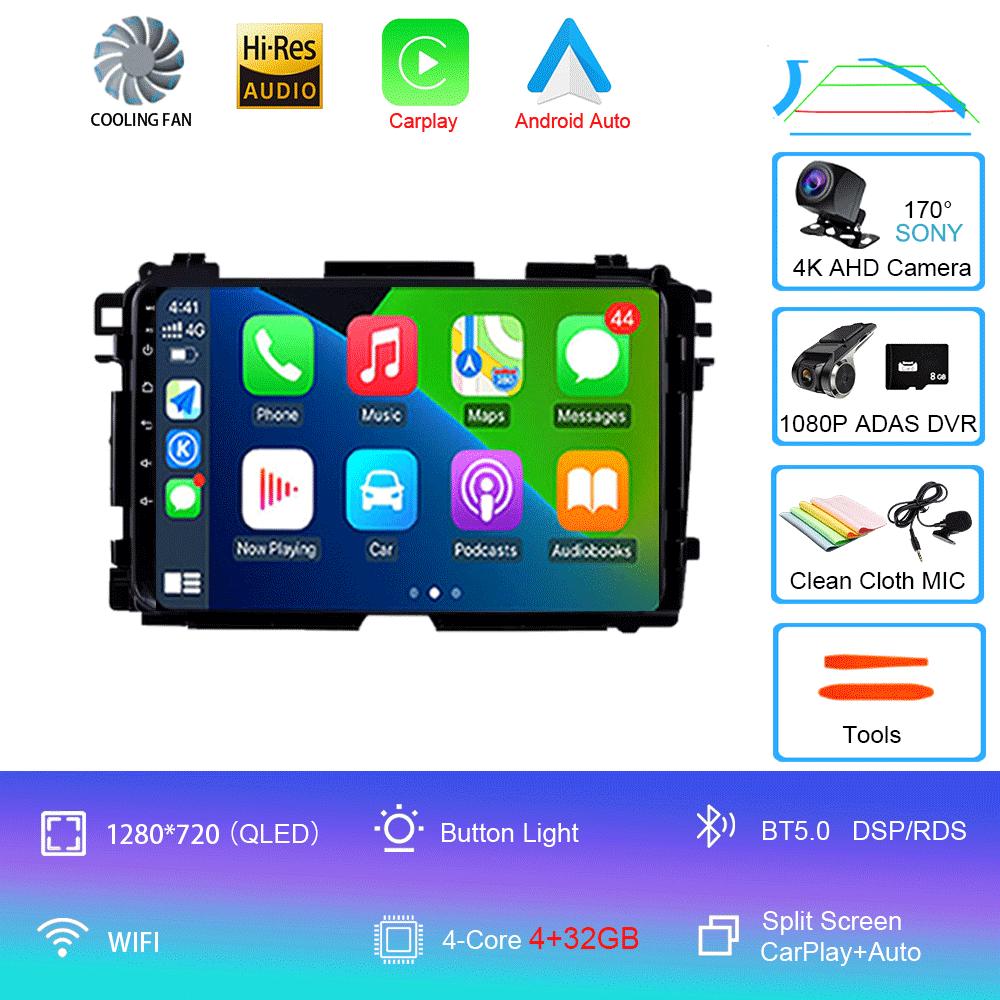 Android 14 2Din GPS Bluetooth Multimedia Player For Honda HR-V HRV XRV Vezel 2013-2019 Car Radio Dual Cameras 360 Camera Carplay
