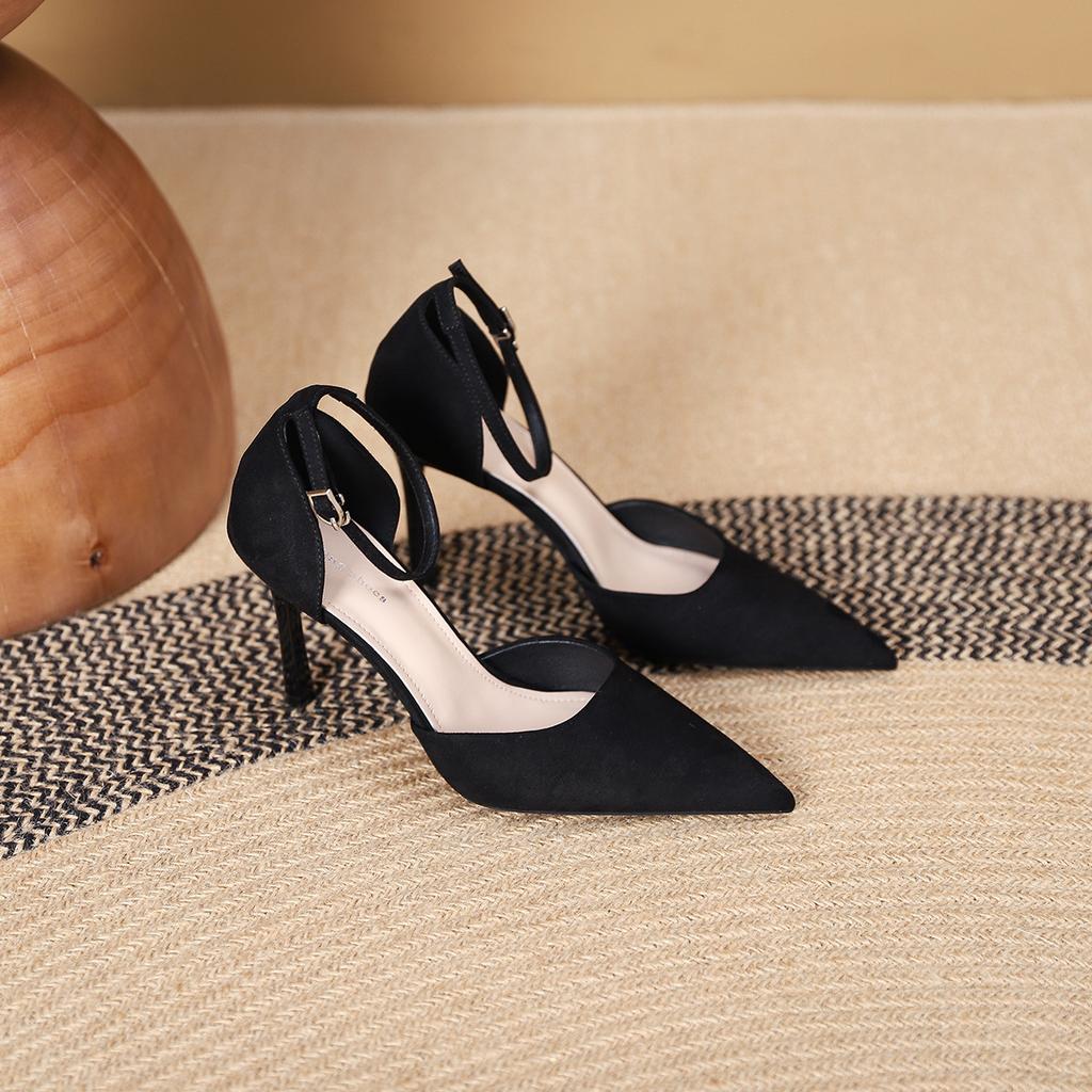 2199-2 European and American style simple hollow shallow mouth thin heel shoes new word with pointed high heel shoes