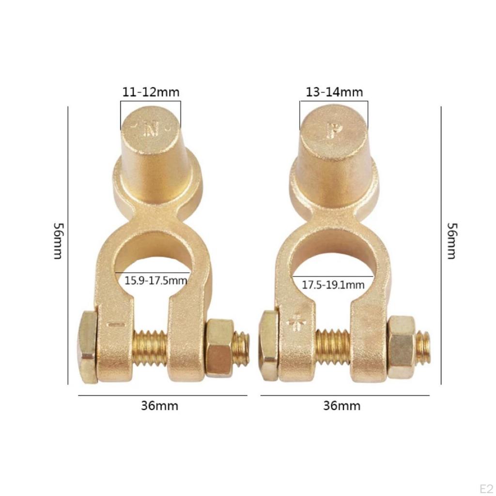 Positive & Negative Battery Terminal Clamps Accessory Brass Quick Connector Set for Trailers Trucks